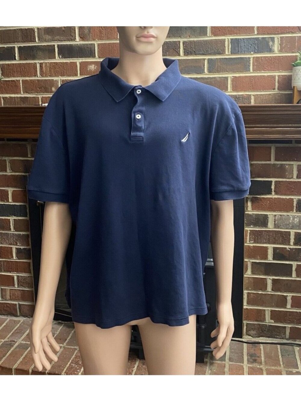 NAUTICA MENS BLUE SHORT SLEEVE POLO SHIRT Size 3XL SLIM FIT COTTON COMFORT
